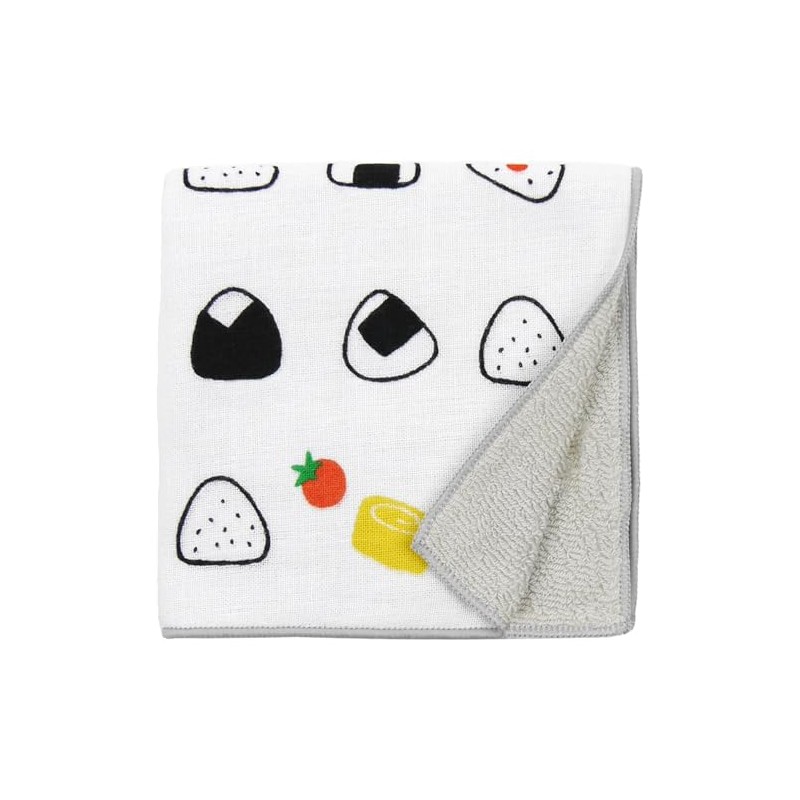 Hamamonyo Washed Towel Handkerchief, Japanese Taupe Rice Ball