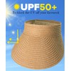 Womens Straw Sun Visor Hat Foldable Beach Visors Hat for
