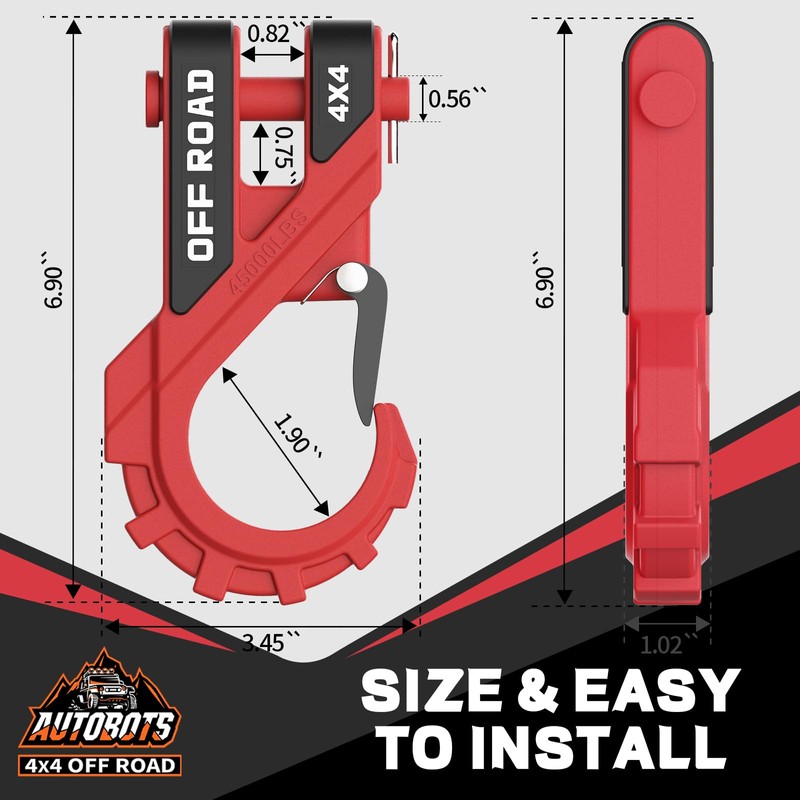 AUTOBOTS 3/8" Winch Hook Max 45,000 Lbs, Heavy Duty ATV
