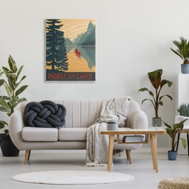 Stupell Industries Paddle Your Own Canoe Phrase Mountain Lake Adventure