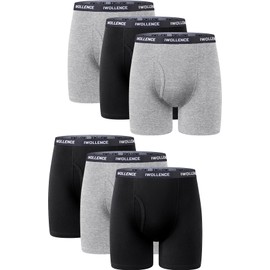 IWOLLENCE Men's Boxer Briefs Breathable Soft Moisture-Wicking Cotton Underwear with Comfort Flex Waistband, Multipack