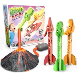 Outdoor Toys for Kids Ages 4-8, Flying Rocket Launcher Toy for Kids with 3 Dino Blasters Kids Outside Toys for 4 5 6 7 8 Years Old Kids Gift
