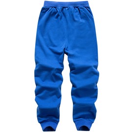 WIYOSHY Pantalones deportivos de algodón con cordón de color sólido para niños, Azul intenso, 14