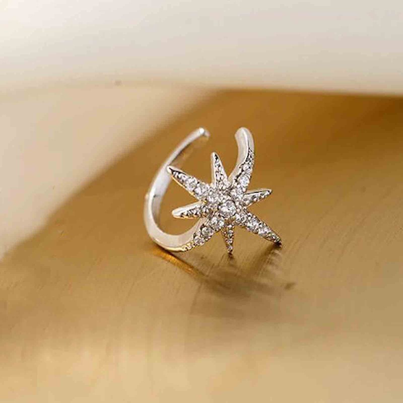 Dervivea Boho Cz Northstar Ear Cuff Earrings Crystal Northstar Ear