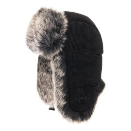 Futrzane Aviator Hat for Women - Russian Hat - Winter Schapka Ushanka, Black - Grey Siberian
