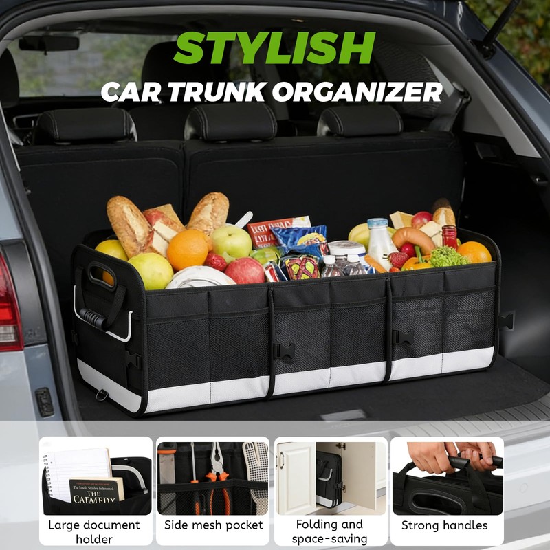 Car Trunk Organizer - with 5 Compartments Trunk Organizers and