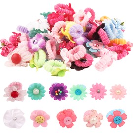 Candygirl 50PCS Elastic Hair Bobbles for Girls Toddler Hair Ties Head Cute Hair Bands Girls Ropes Ponytail Holders Ropes Value Set C3