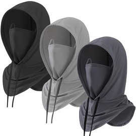 AOKUN 3 Piezas pasamontañas Hombre y Mujeres,Capucha para El Sol,con Cierre de Cordón,UPF 50+ Protección UV Integral,Transpirable y Refrescante,para Deportes, Motocicleta, Ciclismo