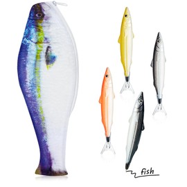 Sinmoe Fish Pencil Case Novelty Fish Pencil Case Fish Purse Funny Pen Bag with Padded Thick Foam Lining and 4 Cute Fish Pens Gifts (Vibrant, Blue), blue, Vibrant