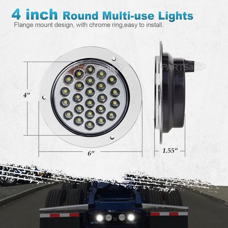 Partsam 4Pcs 4 Inch Round Led Trailer Tail Lights 24