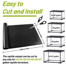 starfa lab 1PCS 18"X79" Black Thicker Mat,Reptile Carpet,Reptile Substrate Mat Terrarium Carpet,Reptile Tank Accessories for Bearded Dragon,Leopard Gecko,Lizard,Tortoise