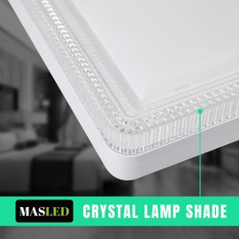 ONEGlobal MASLED 48W LED Square Ceiling Light with Crystal Lampshade | 4000K-Natural Daylight, Flush Mount, 4320 Lm, Upto 35m2 | Ideal for Bedroom, Living Room, Bathroom, Kitchen, Office