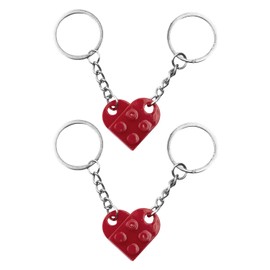 CQQNIU 2 Pairs Of Building Block Keychains, Heart-Shaped Keychains, Creative Pendant Keychains, Diy Pendants, Small Gift Decorations For Couples
