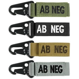 Condor Elite - Blood Type Key Chain (4 PCS/Pack) AB Negative, Coyote Brown