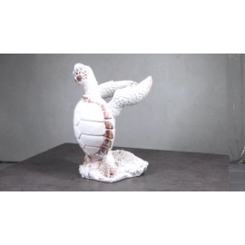 Nautical Marine Distressed Antique White Sea Turtle Wine Bottle Holder Figurine