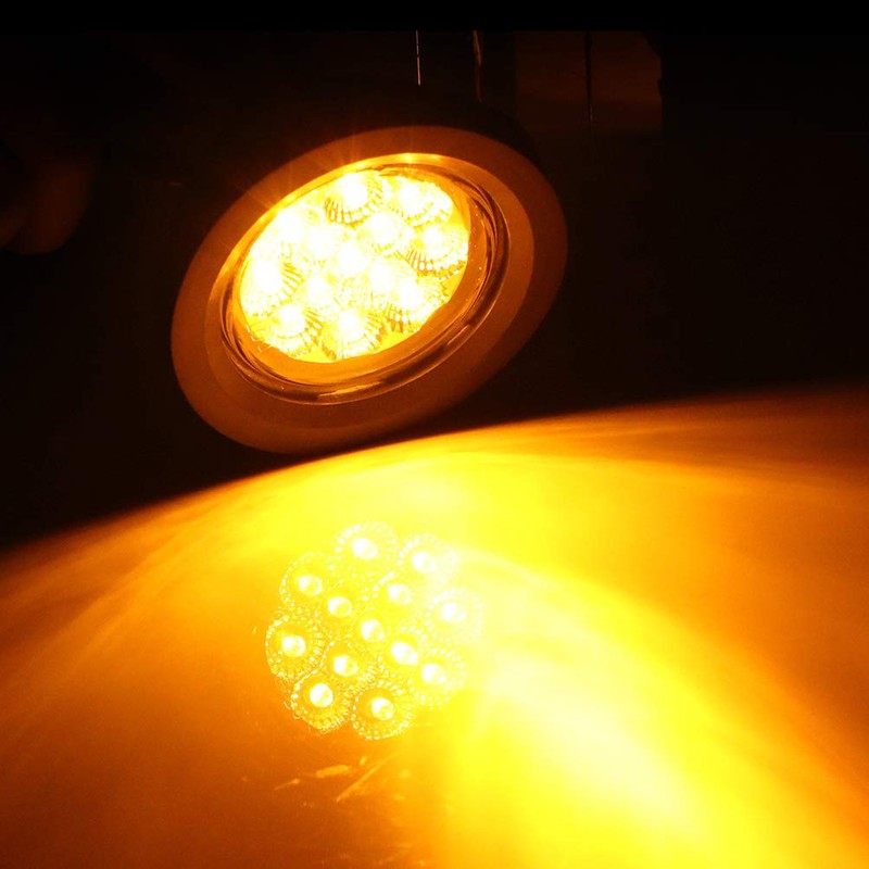 OCPTY 4pcs 2.5inch 13 Led 2Clear Light+2Amber Light Round Trailer