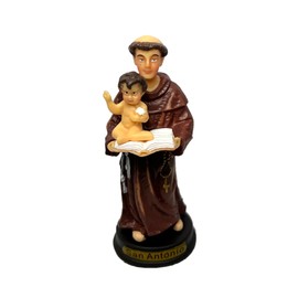 Moviebros Saint Anthony Religious Figurine, Catholic Mini Statue with Book and Child, Brown Robe 3.5"