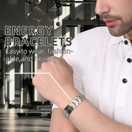 HyyMe Magnetic Bracelets for Men, Titanium Bracelet for Men, Ultra Strength Magnetic Therapy Bracelet for Men, Adjustable Jewelry Gift with Sizing Tool (silver)