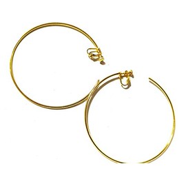Large Clip on Screw back Earrings Hoop Earrings Simple Thin Gold and Silver Plated 3 inch Hoops (Gold)