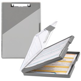 Clipboard with Storage,Cleaview Clip Boards 8.5x11,with 2 Storage Case, Heavy Duty Clear Visible Top Panel Storage Clipboards,Side Opening Nursing High Capacity Clipboard Folder,Office Supplies(Gray)