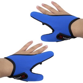 SagaSave 2 Pcs Double Finger Protector Fishing Gloves Portable Breathable Fishing Gloves Adjustable Wrist Strap Anti-Slip for Outdoor Fishing(Blue)