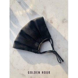 GOLDEN HOUR Silk Satin Face Mask | Sensitive Skin Face Mask | Hypoallergenic Face Mask | Adjustable Face Mask | Silk Face Mask Washable UK (Set of 3, Black)