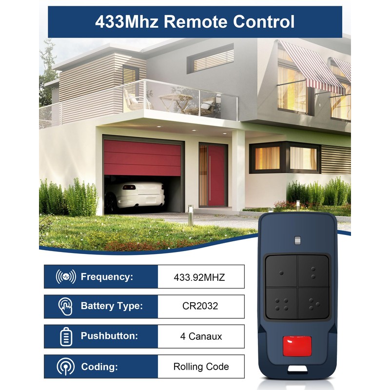 433 MHz Remote Control Handheld Transmitter for Mitto Cool C2