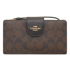 Coach FC2874 C2874 Long Wallet, Brown x Black, Color Block, Signature Tech Wallet, Women's, Outlet Product, Brand, Parallel Imported, Brown × Black