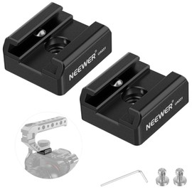 NEEWER 2 Pack Cold Shoe Mount Adapter with 1/4" Screws for Flash LED Light Monitor Microphone, Aluminum Shoe Mount with Anti Twist Pins Non Slip Pads Compatible with SmallRig Cage Top Handles, UA031