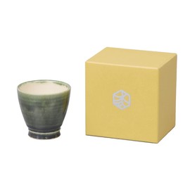 Kyoto Kiyomizu Ware Blue Bamboo Seen Guinomi Inokuchi Rokubei Kiln with Presentation Box, Ceramic, Approx. 1.7 fl oz (50 ml)