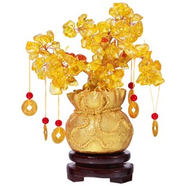 IMIKEYA Feng Shui Money Tree / Lucky Tree / Penny Tree Decoration for Wealth and Luck 19 cm / 7.5 Inches