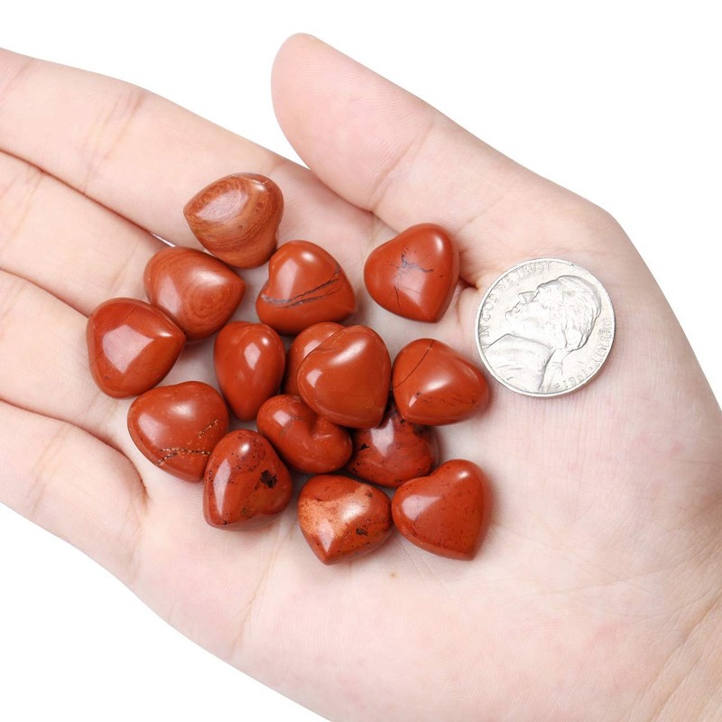 JSDDE Natural Red Jasper Crystal Heart Gemstone Healing Crystal Love