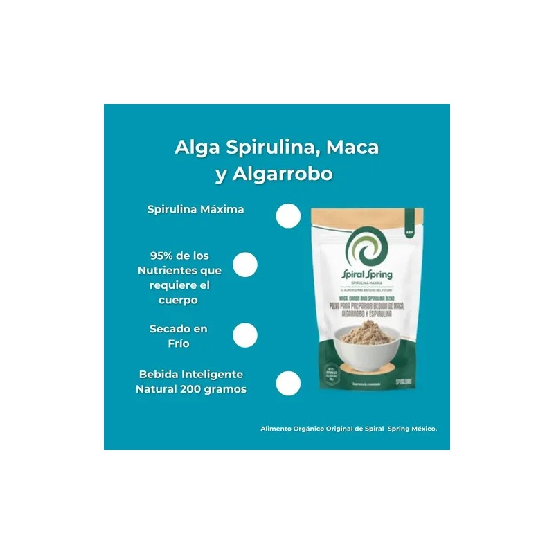 Alga Spirulina + Algarrobo + Maca 1 Bolsa De 200grs.