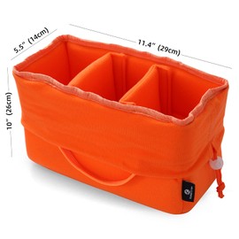 Koolertron Padded DSLR Camera Insert Shockproof Camera Bag Insert Camera Partition Protective Bag compatible with SONY Nikon DSLR Shot Or Flash Light (Orange) (Red)
