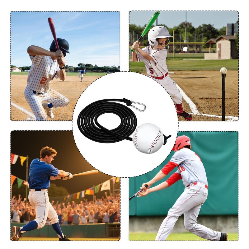 Baseball Batting Trainer, Elastic Rope Batting Training Equipment, Adjustable Practice