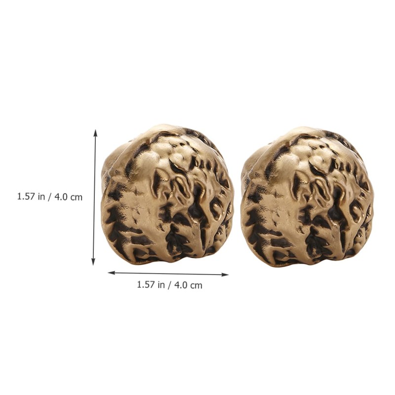 NOLITOY Chinese Decorative Hand Exercise Balls Brass Walnut Handballs Small
