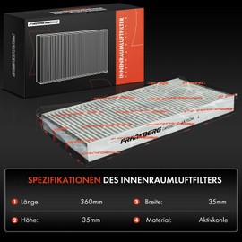 Frankberg 2x Cabin Air Filters with Activated carbon Compatible with SLC R172 180-300 A.M.G SLC 43 SLK R171 280-350 55 A.M.G SLK R172 200-350 55 A.M.G Replace# LAK246