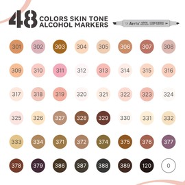 Arrtx Skin Tone Alcohol Markers Oros 48 Colors,Brush & Chisel Tip Art Markers for Adult Artists Drawing,Coloring,Sketching,Illustration,Gift Package