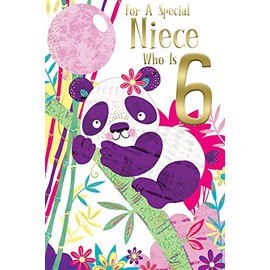 Special Niece 6th Age 6 Today Cute Panda Happy Birthday Card Lovely Verse