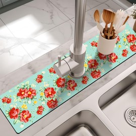 Kitchen Sink Splash Guard Faucet Mat -1 PC Super Absorbent Fast Drying Mat Sink Gadgets-Splash Guard Behind Faucet Drip Catcher for Kitchen, Bathroom,Sink Mat, Dish Drying Mat, Bathroom(23.5" X 5.5" )