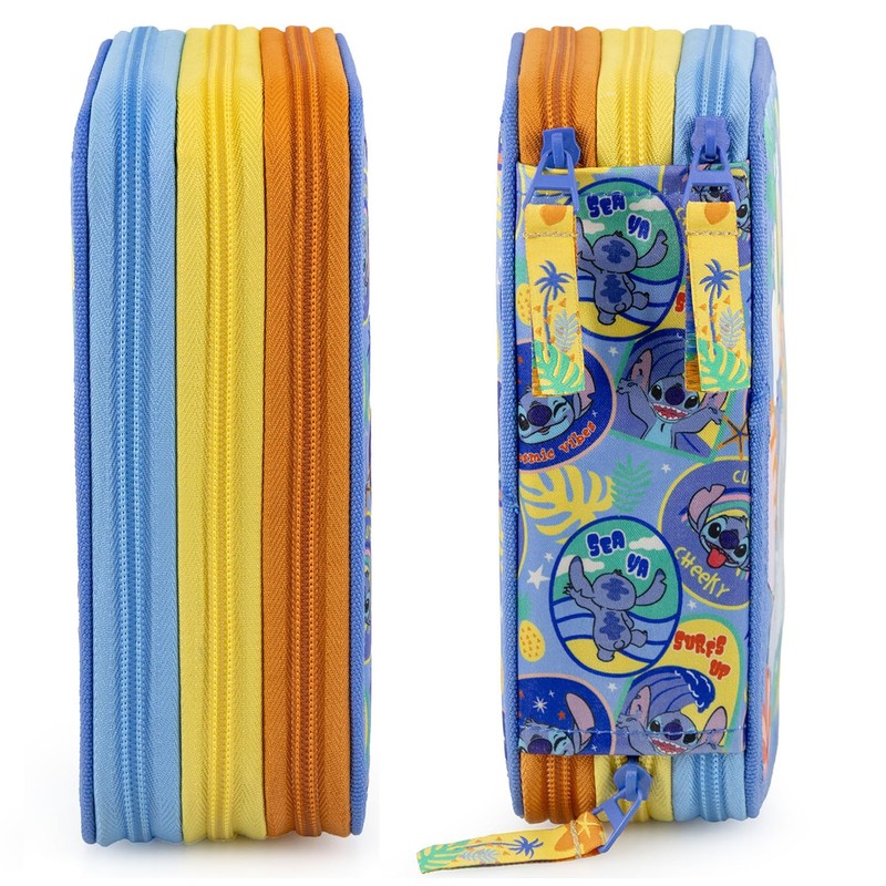 Clondo Triple Filled Pencil Case 44 School Supplies 3 Zip