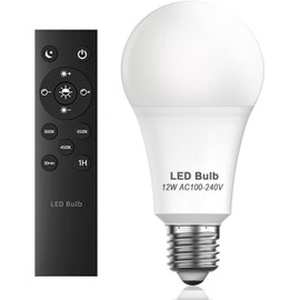 【Upgraded】luckystyle LED Light Bulbs with Remote Control,E26 Light Bulbs Dimmable 3000k-6500k,Led Bulbs 12W Energy Efficient,Cordless Light Bulb for Lamp Lighting for Bedroom Living Room Office,Timer