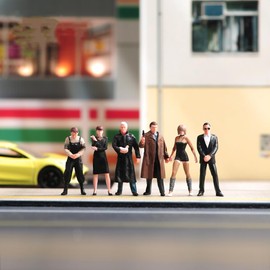 SOUFORCE 1/87 Scale Miniature Figure Man and Cool Girl Six Piece Group Hand Painted Action Figure Model