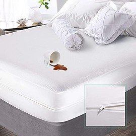 Nestl Premium Zippered Mattress Encasement - Water Proof Twin Mattress Protector - Cotton Terry Top Fits 15 Inches Deep - Twin