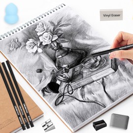 36 Piece Sketching Pencil Set, Sketching Pencils, Drawing Pencils, Professional Art with Graphite Charcoal Pencils, Stick Tools and Kit Bag for Artists, Students, Teachers, Adults, Beginners