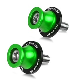 R QIANKONG Vulcan S 650 Motorcycle Aluminum M8 Swing arm Sliders Spools Stand Screw Fit Vulcan S 650 2015-2023 Vulcan S 2015+ Vulcan S Tourer Performance SE Cafe Light Tourer Sport Titanium(Green)