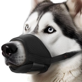 Yes4Quality Dog Muzzle (Medium), Soft & Breathable Mesh Muzzle for Dogs W/Adjustable Hook & Loop Fastener, Safe Mouth Cover for Pet Training to Prevent Biting, Barking & Chewing