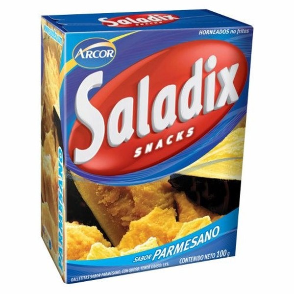 Arcor Saladix Parmesan Cheese Snacks, Baked Not Fried Wholesale Bulk Box, 100 g / 3.5 oz (box of 24)