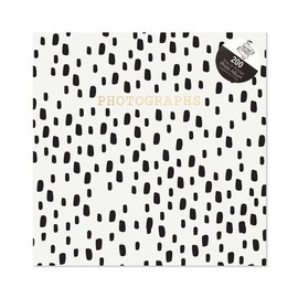 Sixstore White with Black Spots Design Photo Album Holds 200 Slip in 6'' x 4'' Photographs, Memo Section Multi