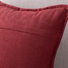 Madizz Set of 2 Short Chenille Throw Pillow Covers 18x18 Inch Burgundy Soft Decorative Cushion Cover for Sofa Bedroom Pillow Shell